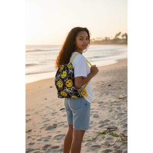 Agua Bendita Pea Backpack Green Floral Drawstring Backpack NWOT Backpack - Peony Floral – Sugar Bee Clothing main image 3